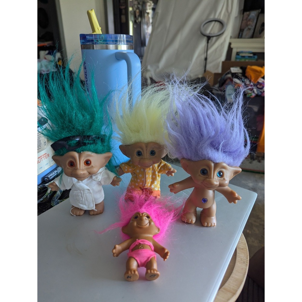 4 Vintage 1990's Russ Troll Dolls Collectible